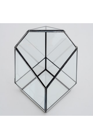 Cam Fanus Geometrik Teraryum Siyah Valens