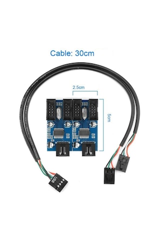 6091 Anakart İç Usb Hub 9 Pin Header 1x4 Çoğaltıcı Port Genişletici Panel Rgb Dişi