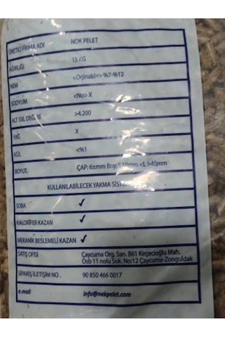 Nok Çam Peleti %100 Çam Pelet Yakıtı 15Kg