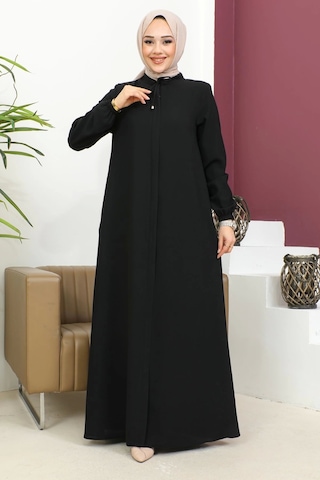 Salaş Kesim Tesettür Ferace - Siyah Siyah