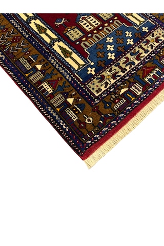 El Dokuma Sıfır Yahyalı Seccade 88x148 Kahve Kırmızı Kök Boya Yün Namazlık Kahverengi