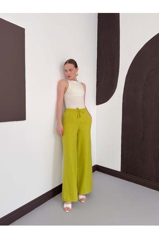 Verymoda Keten Pantolon D2381 Fıstık Yeşili