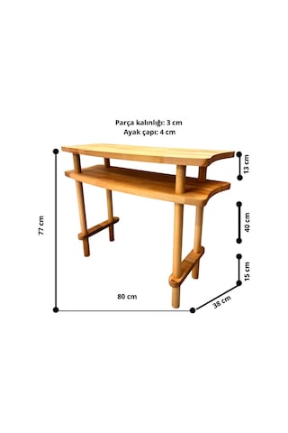 80x38x77 Cm Aynalı Masif Kayın Dresuar Modern İskandinav Antre Konsolu & Makyaj Masası Ceviz Ceviz