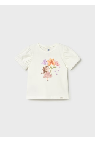 Mayoral Kız Bebek Baskılı Tshirt Krem Krem