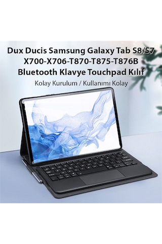 Dux Ducis SM Galaxy Uyumlu Tab S8/S7 Bluetooth Klavye Touchpad Kılıf X7