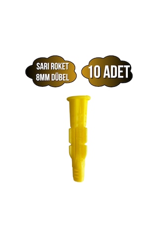 Roket Sarı 8mm Dübel Beton Tuğla Briket Dubeli 8mm Sarı Roket 10 Adet