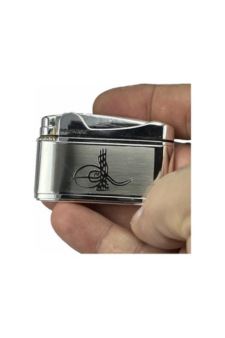 Osmanlı Tuğralı Gazlı Çakmak Gümüş Renk