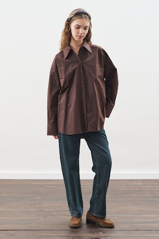 Tasarım Detaylı Oversıze Gömlek Acı Kahve Acı Kahve