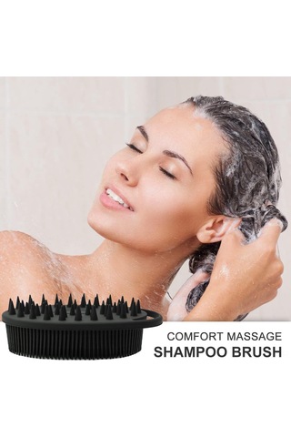 Ximistore9 Silikon Gövde Aşınmazlık Ve Saç Derisi Bakımı Fırçası - İki Yönlü Tasarım, Cinsiyet Ve Evcil Hayvan Uyumlu, Şampuan Uygulama Fonksiyonu Siyah