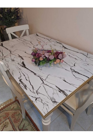 Kalın Pvc Masa Koruyucu 1.2 Mm Mika Örtü, 80 Cm En, Mermer Desen 32pvc-mrm10 Çok Renkli