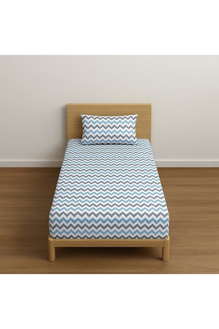 Lionas Tek Kişilik Desenli Lastikli Çarşaf Seti 120x200 Cm + 1 Yastık Kılıfı 50x70 Açik Mavi