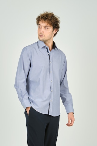 De Leone Erkek Slim Fit Uzun Kollu %100 Pamuk Gömlek 2008 Mavi Mavi