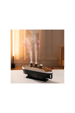 Bs-h4 Nostaljik Gemi Tasarımlı Işıklı Buharlı Ultrasonik Hava Nemlendirici Aroma Difüzörü Koku