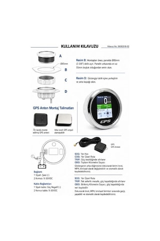 Kaolalı 85mm Su Geçirmez Dijital Gps Hız Göstergesi Tekne Araba Motosiklet