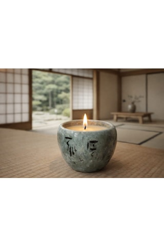 Cogo Seramik Yoga & Meditasyon Için El Yapımı Seramik Vanilya Aromalı Balmumu Mum Japon Minimalist Tasarım Beyaz - Gri - Siyah