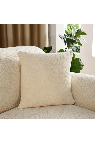 Açık Gri 45x45 Cm Su Geçirmez Yaprak Jakarlı Dekoratif Kare Atmak Yastık Örtüsü Yumuşak Minder Örtüsü Çekyat Sandalye Kapak Süslemeleri