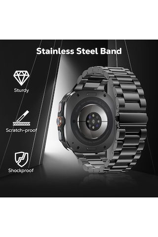 Samsung Galaxy Watch 7 Ultra 47mm Uyumlu Paslanmaz Çelik Akıllı Saat Kordonu Metal Toka