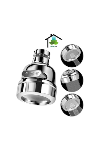 Mintev Su Tasarruflu 3 Fonksiyonlu Krom Mutfak Lavabo Başlığı 360 Derece Döner Ayarlanabilir