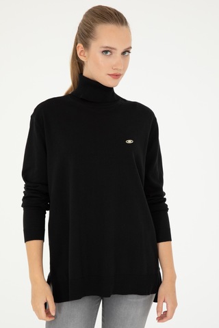 U.S. Polo Assn. Kadın Siyah Basic Boğazlı Kazak 50294570-VR046