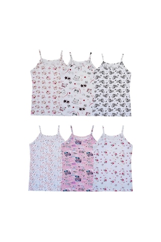 Tutku 6Lı Kız Çocuk Ip Askılı Atlet Empirme Pamuklu Renkli