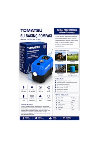 Tomatsu 4 Kat 10 Daire Akıllı Su Basınçlandırma Otomatik Hidrofor 50 Metre Basma - Sıcak Ve Soğuk Suya Uygun