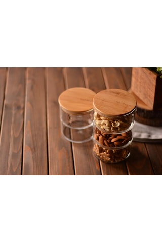 Bambum Tade 2 Katlı Cam Saklama Kabı