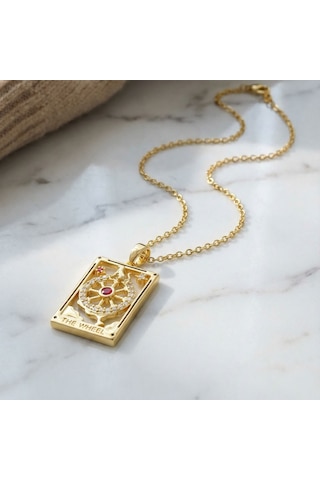 Çelik Kolye, Altın Kaplama Tarot Kadın Kolye K-118 Altın