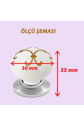 15 Adet Defne Altın Çizgili Beyaz Polimer Düğme Kulp Krom Tablalı Mobilya Mutfak Dolabı Çekmece Kulbu Kulpları