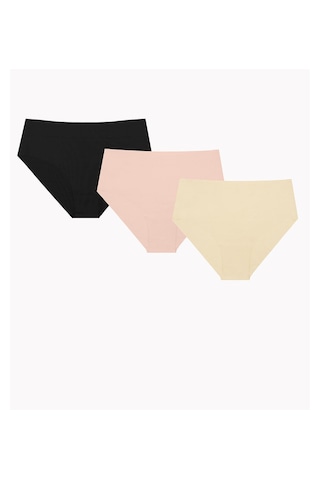 Nbb Kadın Siyah Vizon Ten Rengi 3lü Lazer Yüksek Bel Külot Siyah - Vizon - Ten Rengi