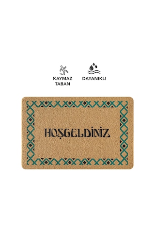 Coco Entry Ps025a Renkli Hoşgeldiniz Kalın Kaymaz Taban Nem Alıcı Şık Tasarım Kapı Önü Paspas Hardal