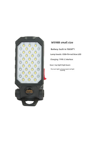 Dofolink Usb Şarjlı Manyetik Cob İş Lambası - 2400mah Pil, Enerji Göstergeli, El Feneri Ve Tamir Işığı W599a