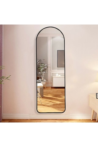 Dekoratif Ayna Mdf Oval Kesim Boy Ayna Duvar Aynası 165 X 45 Cm 166 X 50 Siyah