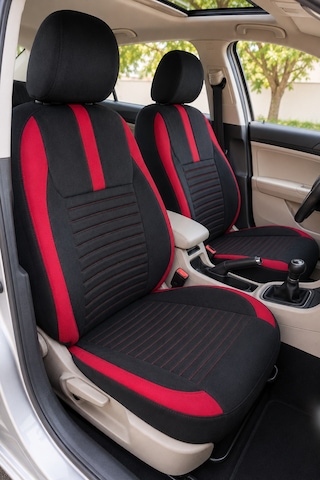 Citroen C4 Cactus 2014-2020 Uyumlu Sportline Serisi Siyah Kırmızı Oto Koltuk Kılıfı