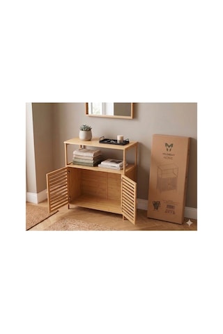 Yıldıray Metal Bambu 2 Kapaklı Raflı Düzenleyici Organizer Bej