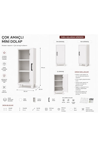 Çok Amaçlı Mini Dolap Beyaz
