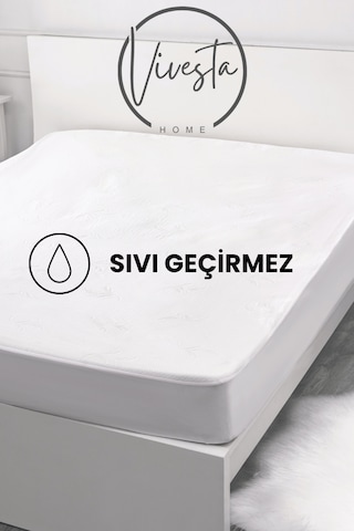 100x200 Cm Sıvı Geçirmez Fitted Alez Nefes Alabilir, Kaymaz, Yıkanabilir, Anti-alerjik Beyaz