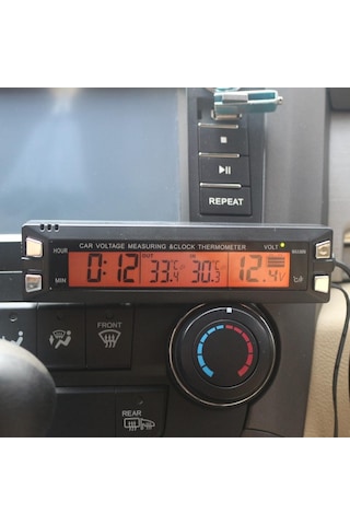 Çok Fonksiyonlu 3'ü 1 Arada Araba Dijital Saat Gerilim Sıcaklık Ölçer Termometre Voltmetre, İki Arka Işık Rengi Ec30