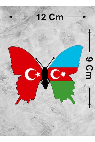 Azerbaycan Türkiye Kelebek Sticker -araba Oto Araç Motosiklet Karavan Cam Laptop Sticker - 01845 12x9 Cm