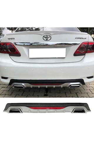 Toyota Corolla Gri Difüzör Difizör Kare Egzoz Görünüm Reflektörlü Uyumlu