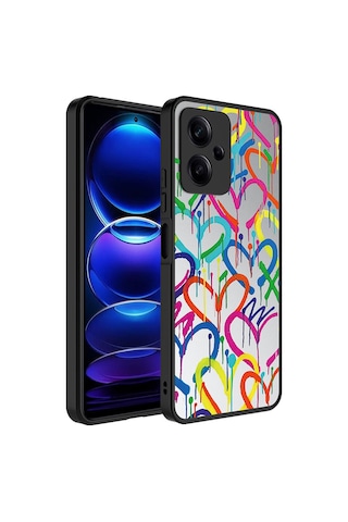 Xiaomi Redmi Note 12 5g Kılıf Aynalı Desenli Kamera Korumalı Parlak Zore Mirror Kapak Kalp