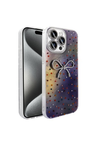 Apple Uyumlu iPhone 15 Pro Max Kılıf Kamera Korumalı Figürlü Zore Ponti Silikon Kapak - Lila Lila