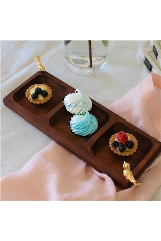 Akayev Ahşap 3 Bölmeli Altın Kuş Sunumluk