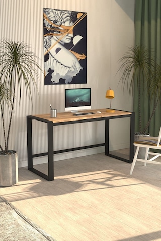 Dekopratikmarsilya Çalışma Masası Bilgisayar Masası Ofis Masası 122x55 Atlantik Çam Atlantik Çam  -  Siyah