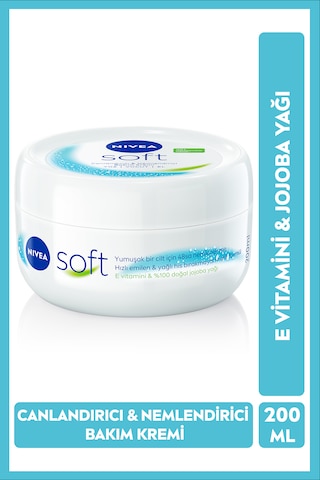 Nivea Soft Jojoba Yağı E Vitamini Yüz Vücut El Yumuşak Cilt Hissi Nemlendirici Vücut Bakım Kremi 200 ML