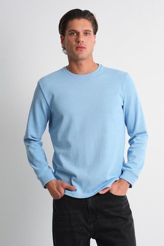 Alexander Gardi Alexandergardı Uzun Kollu Bisiklet Yaka Basic Sweatshirt Mavi