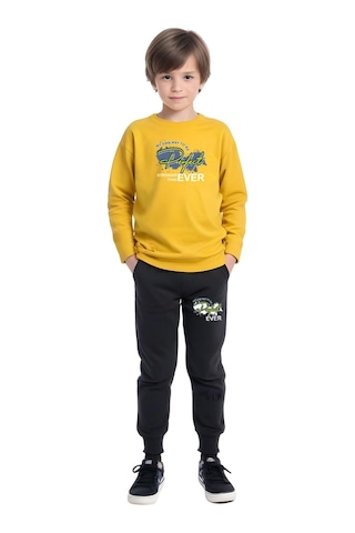 2li Erkek Çocuk Baskılı Sıfır Yaka Mevslimlik Alt-üst Takım Siyah - Sarı