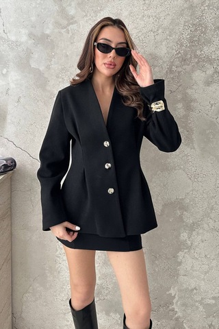 Alemdarshop Siyah Pileli Ceket