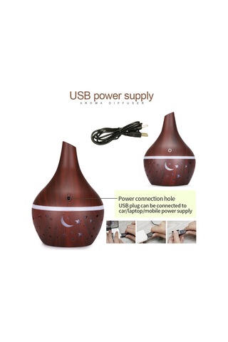 Kosona Aromaterapi Dağıtıcı 300ml, Koyu Ağacı Desenli, Gece Lambası Fonksiyonu, 15-30m² Kullanim Alani, Yx041x