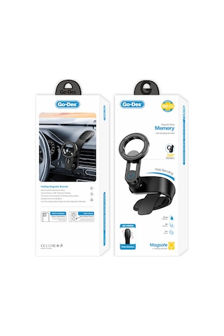 Go Des Gd-hd986 Magnetik Magsafe Uyumlu Bükülebilen Eğimi Ve Düz Zemin Araç Telefon Tutucu Siyah