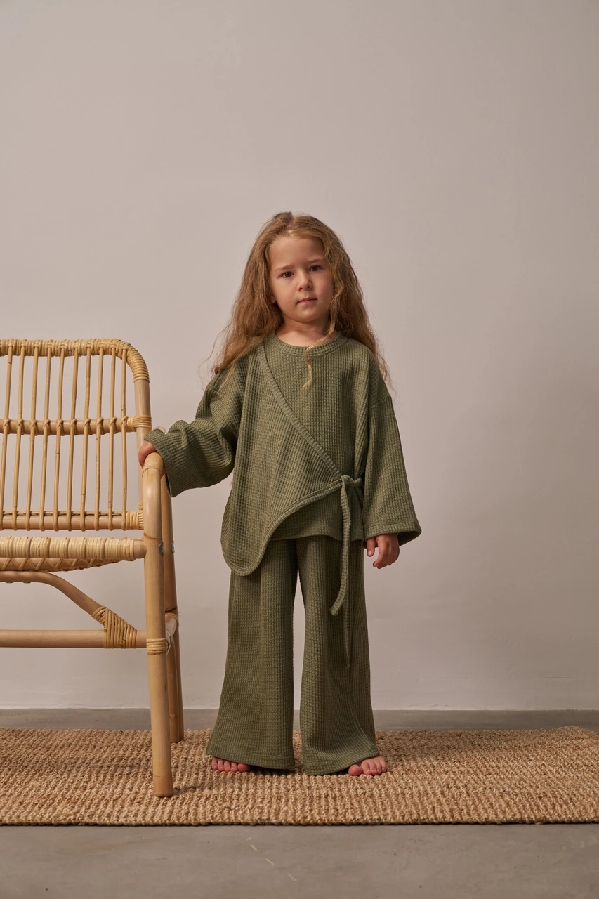 Haki Waffle Bağlamalı Takım Haki